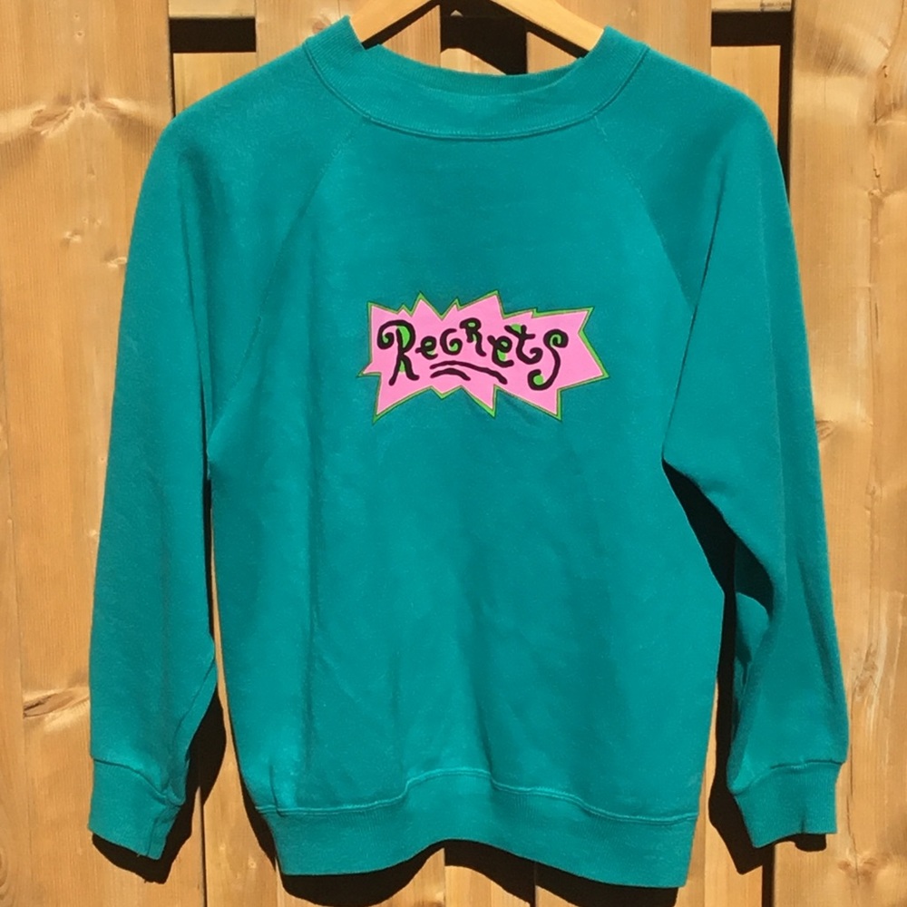Teal 'Regrets' Graphic Sweatshirt - Unbranded